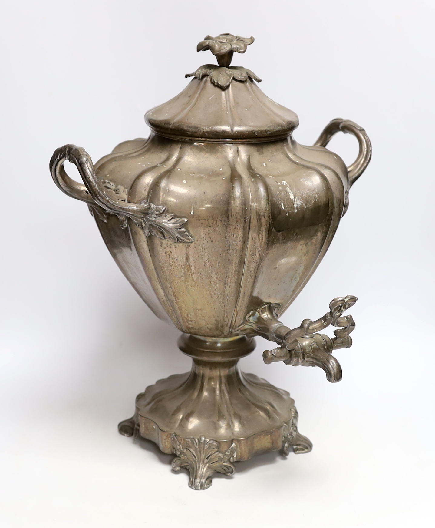 A William IV Old Sheffield plate tea urn, 44cm